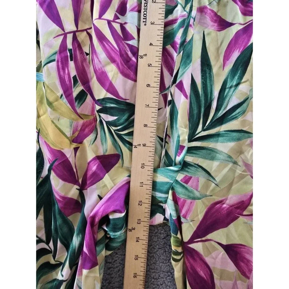 GUESS Ines Wide-Leg Pants Women's M Tropical Escape Print Elastic Waist Pull On